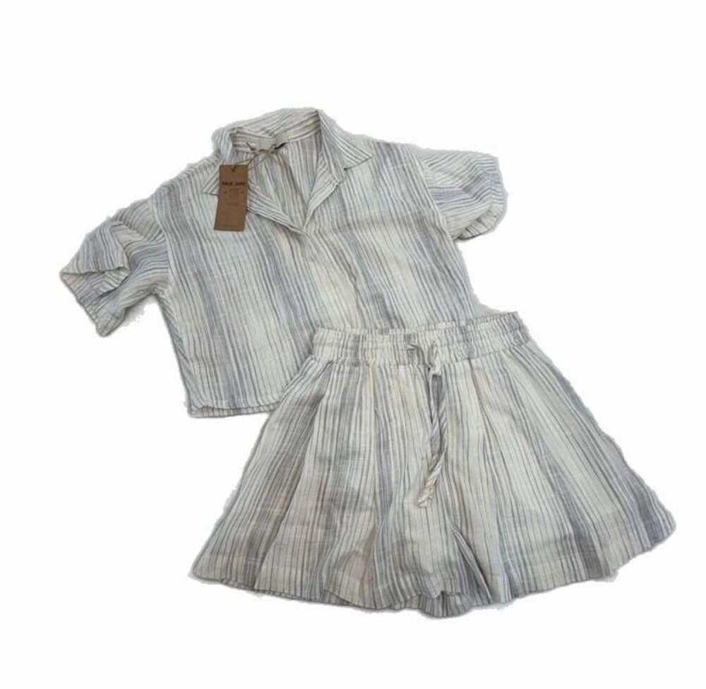 Thread & Supply Striped Two-Piece Short Set with Button-Down Shirt